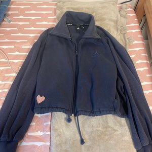 Adidas crop zip up with drawstring